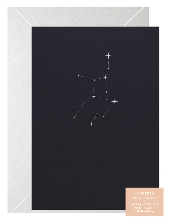 JUNGFRAU STERNZEICHEN - A5 Print - Letterpress – Anna Cosma JUNGFRAU STERNZEICHEN - A5 Print - Letterpress – Anna Cosma