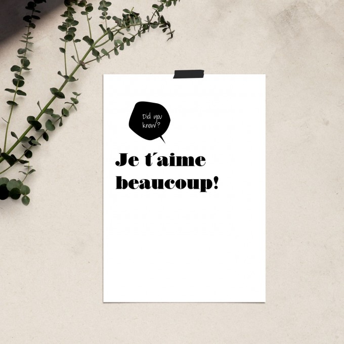 Love is the new black — Poster "JE T'AIME BEAUCOUP / POSTER", Din A4 Format Love is the new black — Poster "JE T'AIME BEAUCOUP / POSTER", Din A4 Format