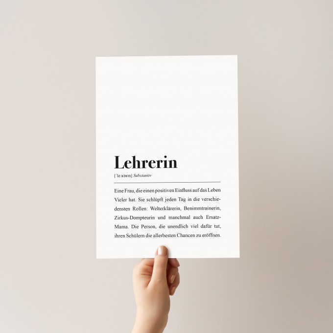 Lehrerin Definition: DIN A4 Poster - Pulse of Art Lehrerin Definition: DIN A4 Poster - Pulse of Art