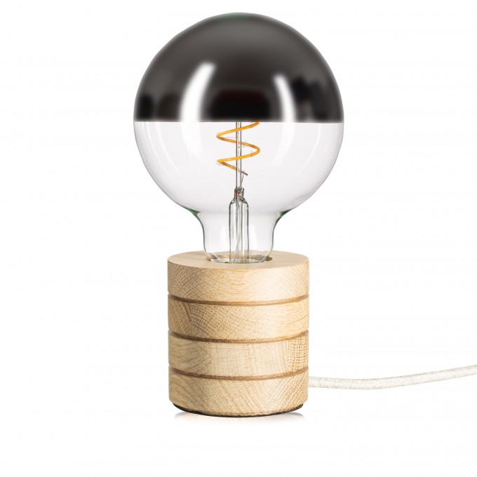 Lichtliebe – Tischleuchte Fafoo in Eiche mit stylischer Edison Mirror LED Kopfspiegellampe und nur 5 Watt Lichtliebe – Tischleuchte Fafoo in Eiche mit stylischer Edison Mirror LED Kopfspiegellampe und nur 5 Watt