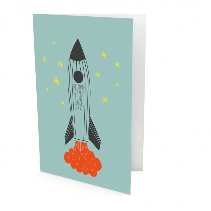 melike Postkarte Welcome on earth little space cowboy melike Postkarte Welcome on earth little space cowboy