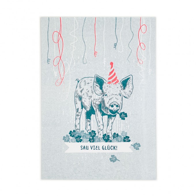 Feingeladen // LOVELY BEASTS // Piggy »Sau viel Glück!« (TLFR), RISO-Kunstdruck, A5 Feingeladen // LOVELY BEASTS // Piggy »Sau viel Glück!« (TLFR), RISO-Kunstdruck, A5