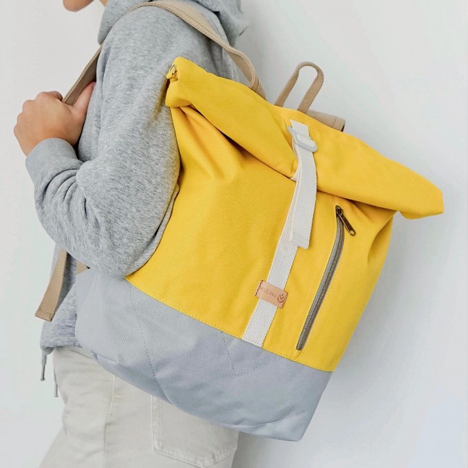 MULINU – Erweiterterbarer Rucksack INDIVIDUAL ALBERT 2 Gelb Hellgrau MULINU – Erweiterterbarer Rucksack INDIVIDUAL ALBERT 2 Gelb Hellgrau