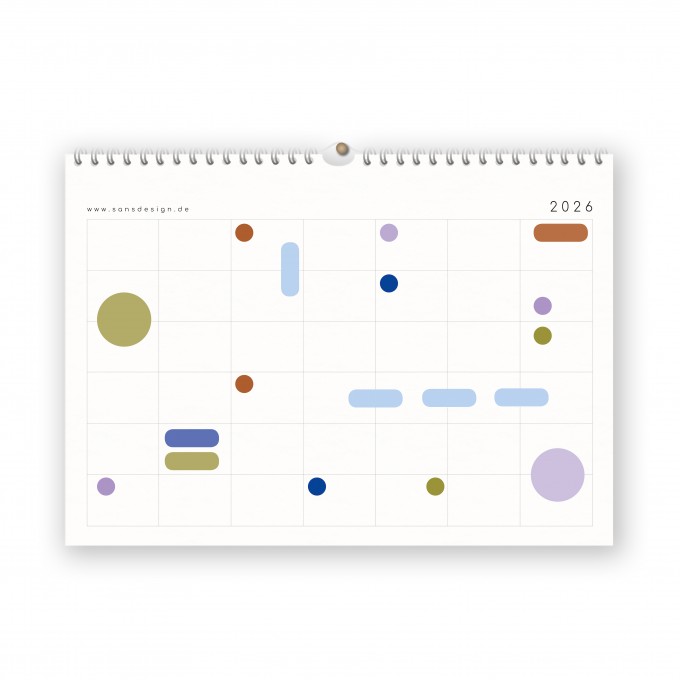 Kalender 2026 mit Aufklebern A4/A3 - SANS. Kalender 2026 mit Aufklebern A4/A3 - SANS.