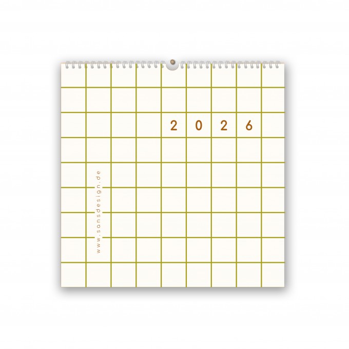 Großer Wandkalender 2026, quadratisch 50x50 - SANS.