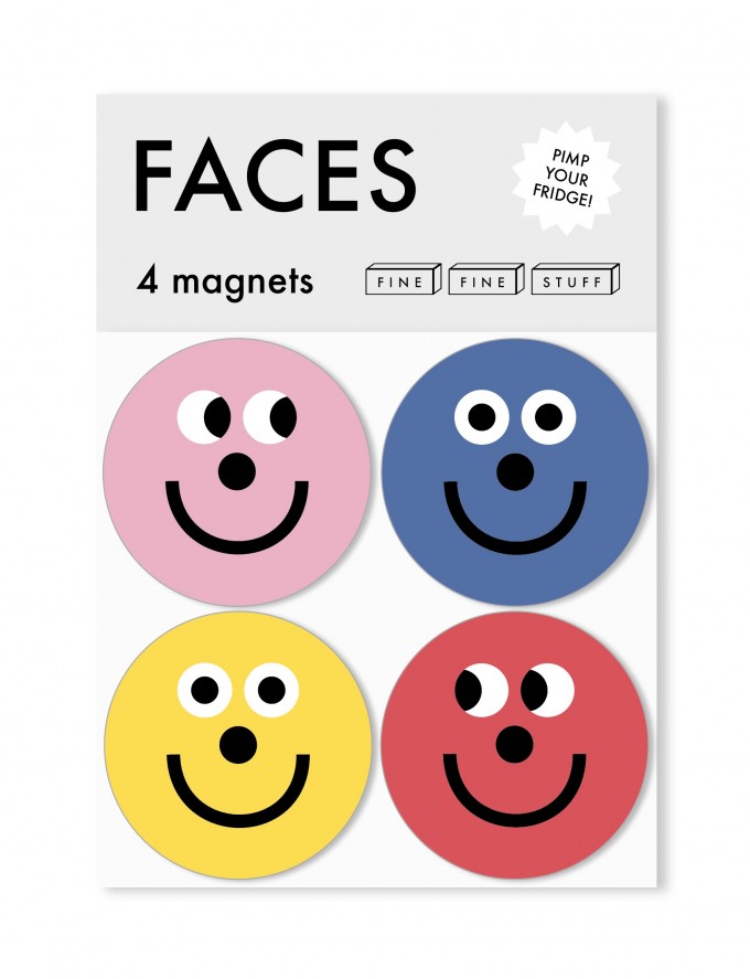 FINE FINE STUFF - Kühlschrankmagnete - Magnete - 4 Stück - FACES FINE FINE STUFF - Kühlschrankmagnete - Magnete - 4 Stück - FACES