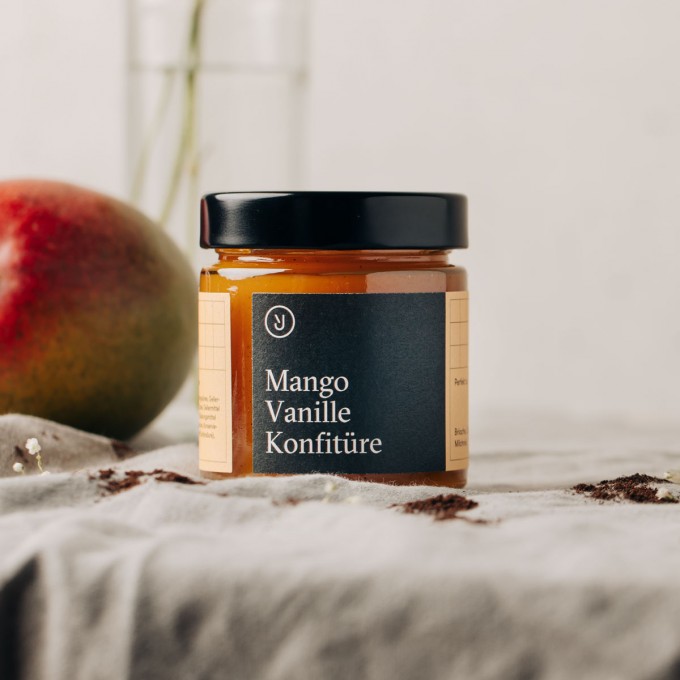 Essen für uns - Mango Vanille Konfitüre (180g) Essen für uns - Mango Vanille Konfitüre (180g)