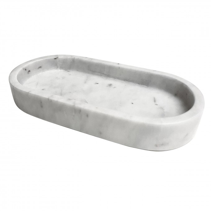 adorist. – Marmortablett, Ablage in oval, weiss adorist. – Marmortablett, Ablage in oval, weiss