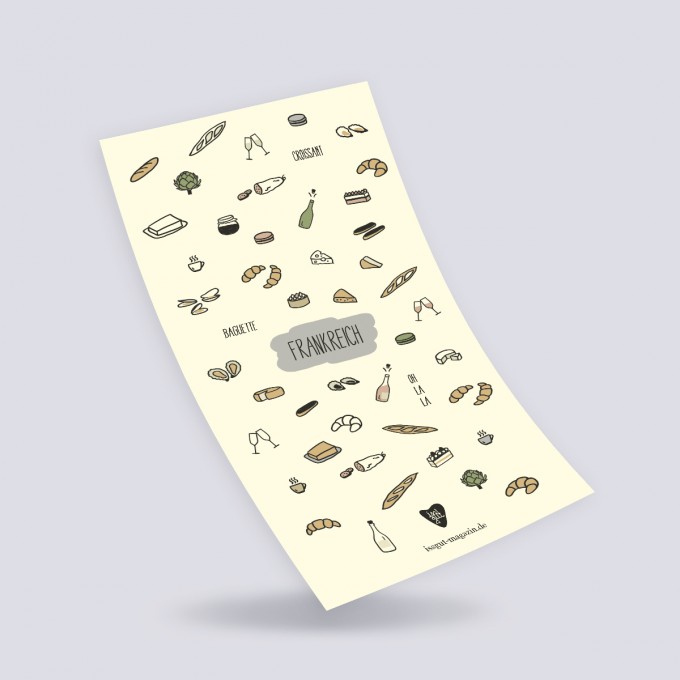 Mini Stickerbogen FRANKREICH (52 Sticker) von issgut