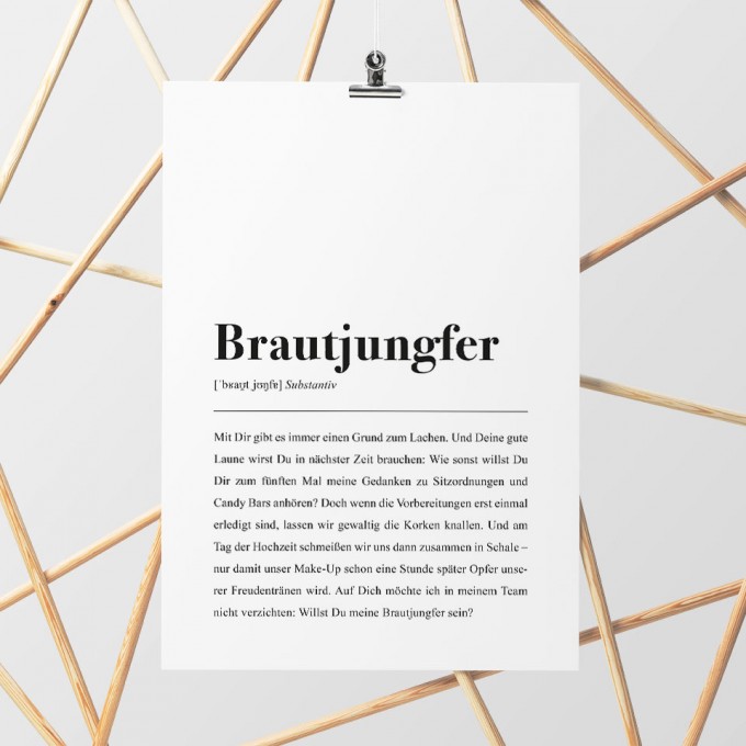 Brautjungfer Definition: DIN A4 Poster - Pulse of Art Brautjungfer Definition: DIN A4 Poster - Pulse of Art