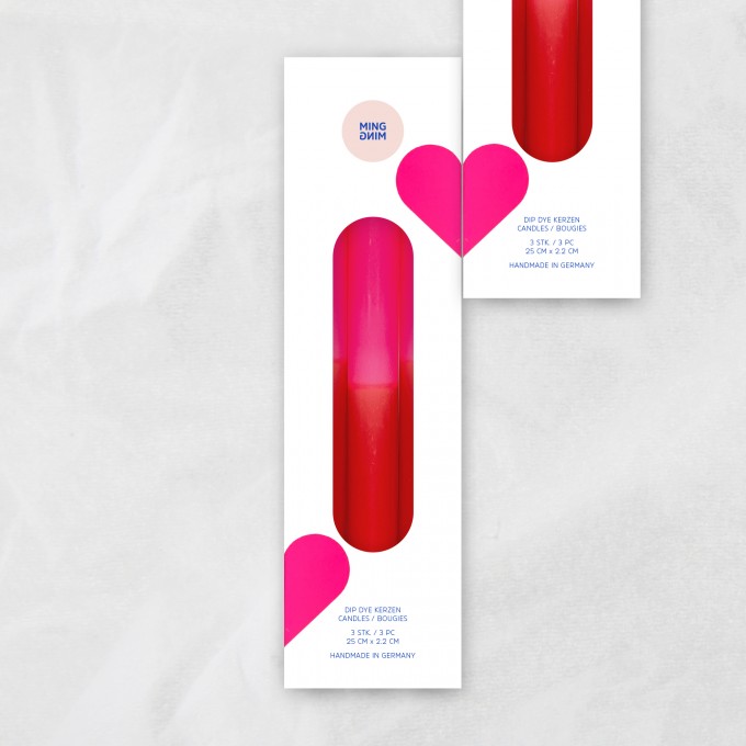 DIP DYE KERZEN . My Valentine . 3er Set. MINGMING DIP DYE KERZEN . My Valentine . 3er Set. MINGMING