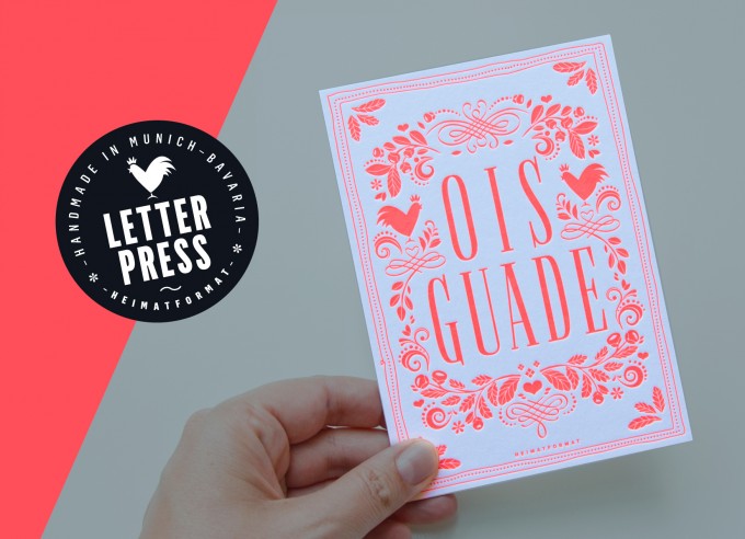 OIS GUADE Geburtstagskarte – Neon-Letterpress inkl. Kuvert OIS GUADE Geburtstagskarte – Neon-Letterpress inkl. Kuvert