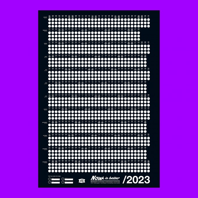 Bob And Uncle Design – Wandkalender – Now Is Better 2023 – Schwarz – 680 x 1000 mm