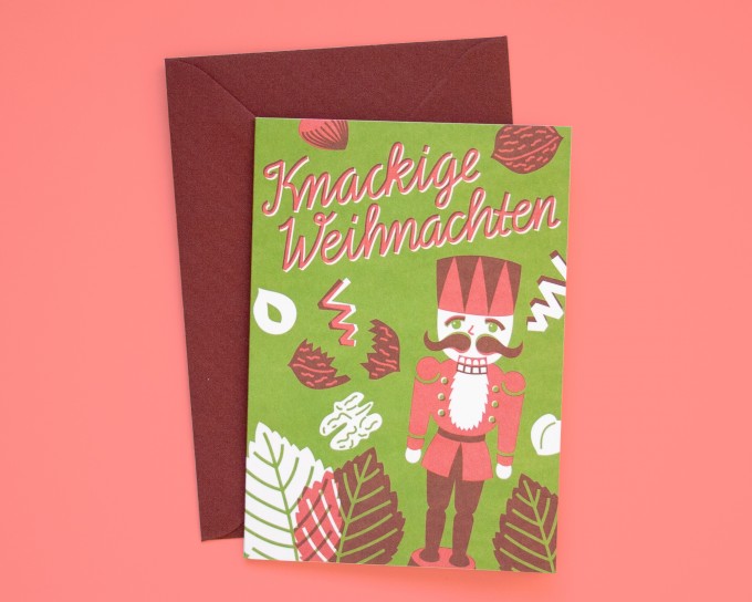 Weihnachtskarte »Knackige Weihnachten« mit Nußknacker // Papaya paper products