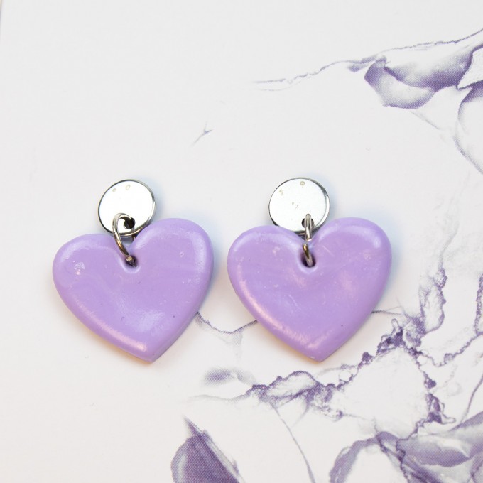 nathys_illustration - clay Ohrringe "lilac heard" 1,5cm