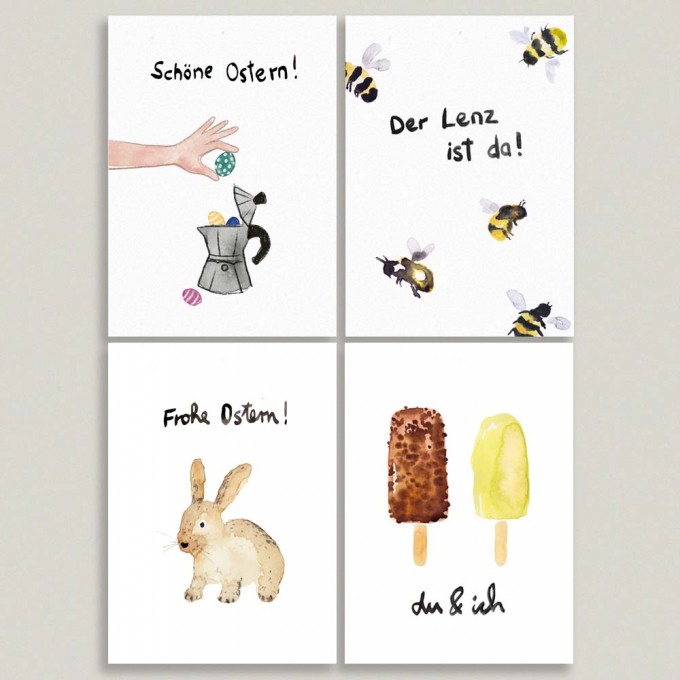 Farina Kuklinski • 4er Postkarten Set • Ostern Farina Kuklinski • 4er Postkarten Set • Ostern