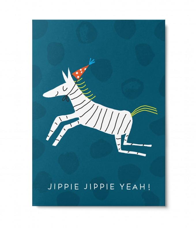 UNTER PINIEN – Fröhliches Zebra – Postkarte