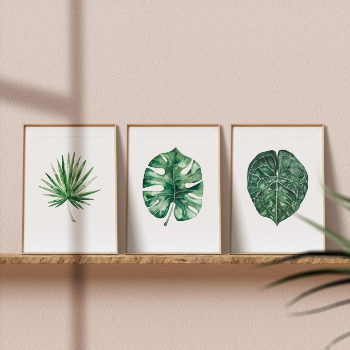 Paperlandscape | 3er Set Aquarell Kunstdrucke "Palmblätter" | Pflanze | Palmblatt | verschiedene Größen Paperlandscape | 3er Set Aquarell Kunstdrucke "Palmblätter" | Pflanze | Palmblatt | verschiedene Größen