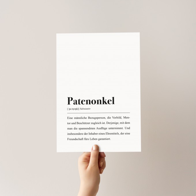 Patenonkel Definition: DIN A4 Poster - Pulse of Art Patenonkel Definition: DIN A4 Poster - Pulse of Art