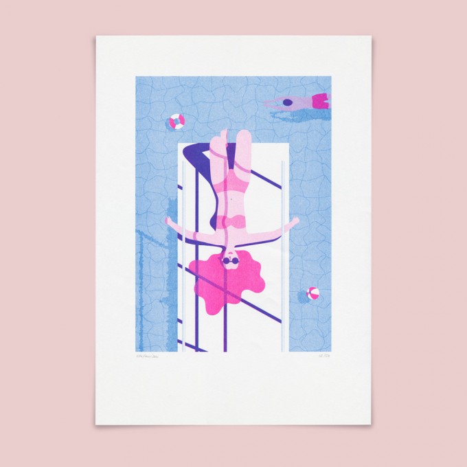 Stefanizen – ‘Poollady’ A3 Riso Print Stefanizen – ‘Poollady’ A3 Riso Print