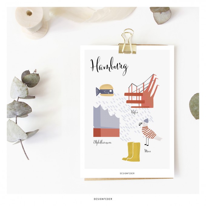 designfeder | Postkarte Lieblingsstadt Hamburg designfeder | Postkarte Lieblingsstadt Hamburg