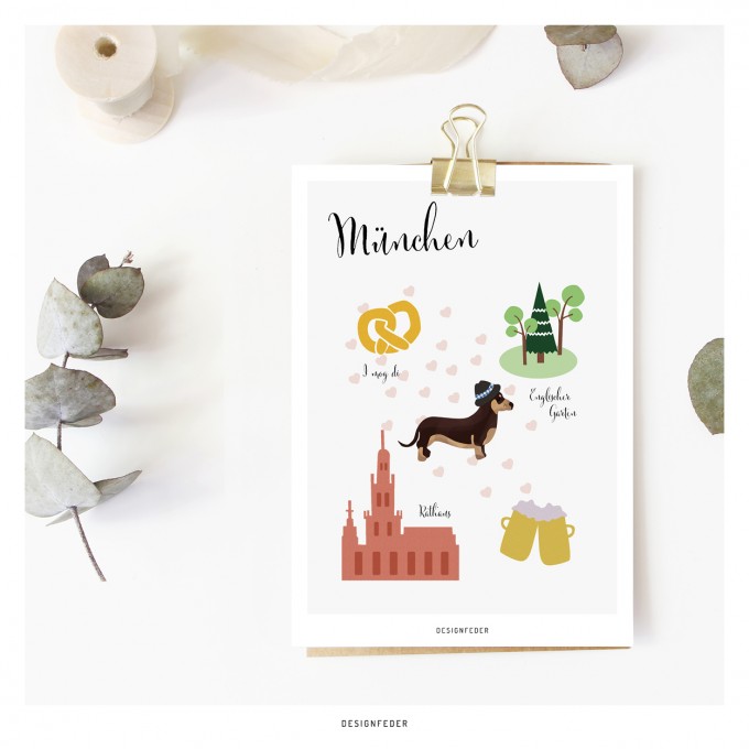 designfeder | Postkarte Lieblingsstadt München designfeder | Postkarte Lieblingsstadt München