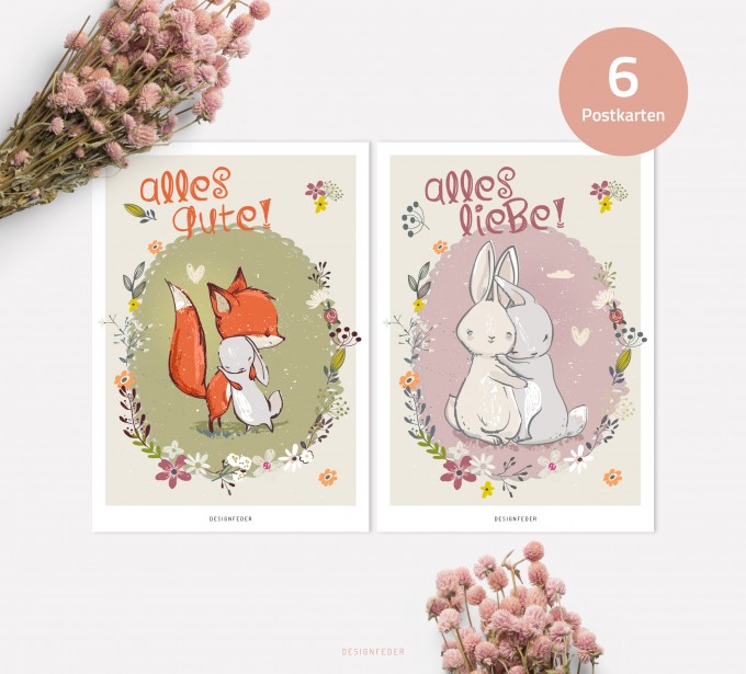 designfeder | Postkarten 6er Set – Alles Liebe und Alles Gute designfeder | Postkarten 6er Set – Alles Liebe und Alles Gute
