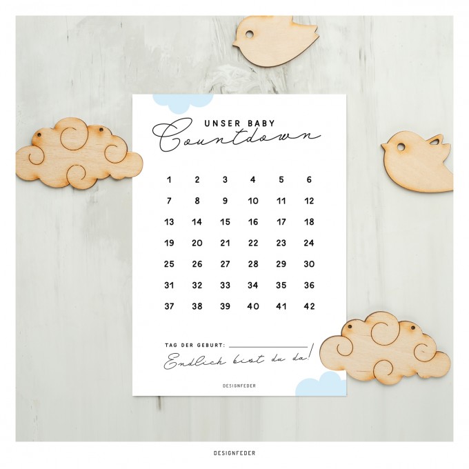 designfeder | Postkarte Baby Countdown designfeder | Postkarte Baby Countdown