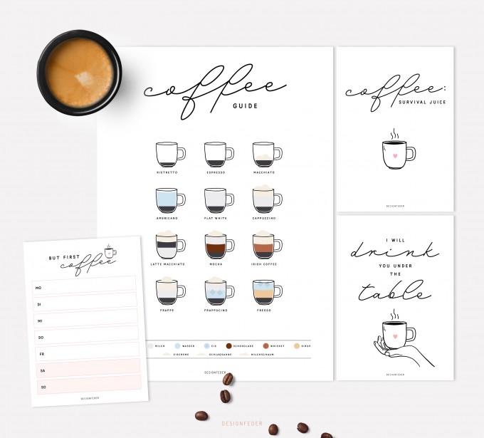 designfeder | Poster, Postkarten & Notizblock Coffee