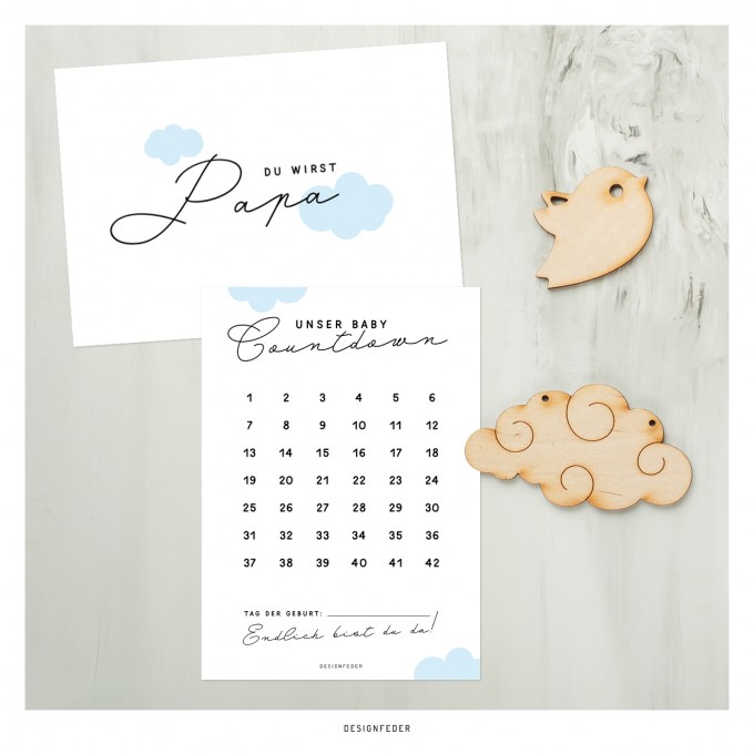 designfeder | Postkarten Baby Countdown + Papa designfeder | Postkarten Baby Countdown + Papa