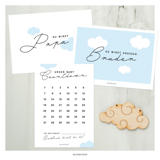 designfeder | Postkarten Baby Countdown + Papa + Bruder designfeder | Postkarten Baby Countdown + Papa + Bruder