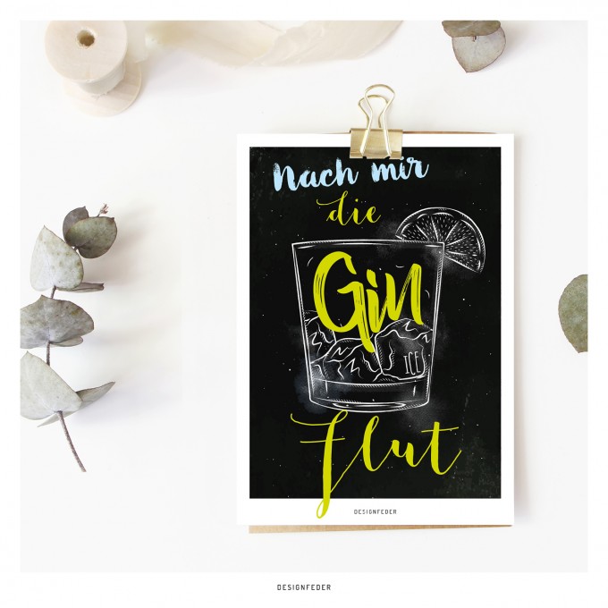 designfeder | Postkarte Nach mir die Gin-Flut designfeder | Postkarte Nach mir die Gin-Flut