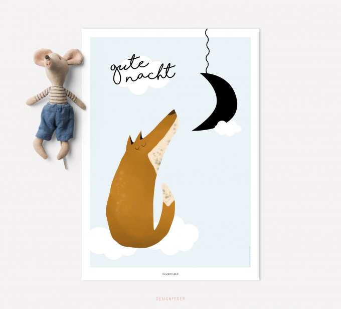 designfeder | Poster Gute Nacht kleiner Fuchs