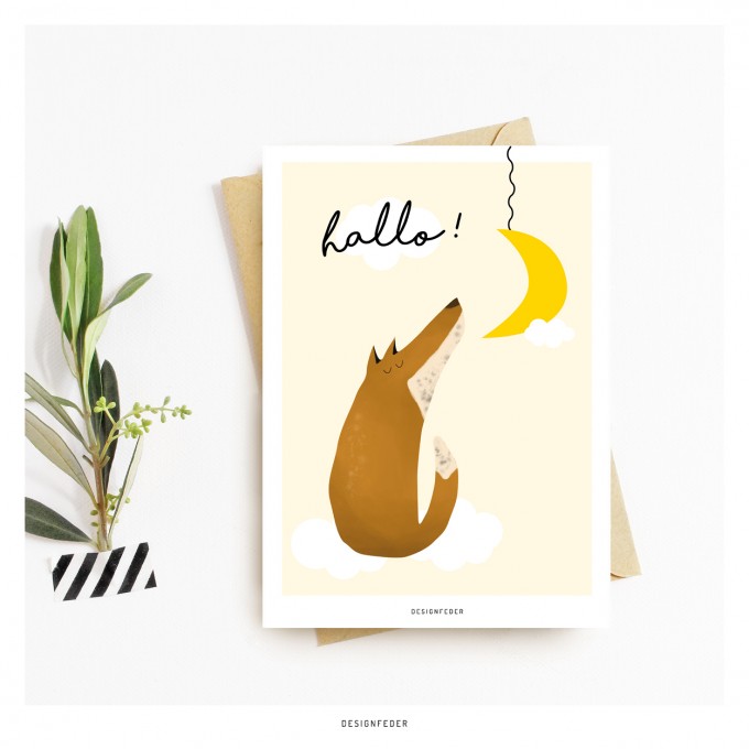 designfeder | Postkarte Hallo kleiner Fuchs designfeder | Postkarte Hallo kleiner Fuchs
