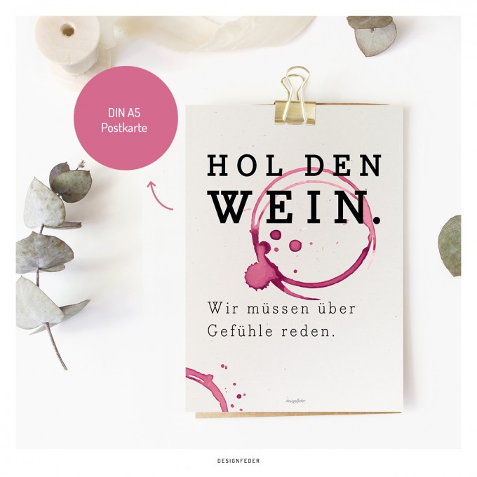 designfeder | Postkarte (DIN A5) Hol den Wein designfeder | Postkarte (DIN A5) Hol den Wein
