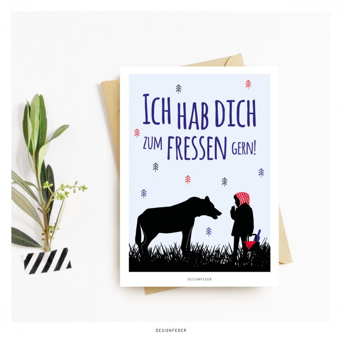 designfeder | Postkarte Ich hab dich zum fressen gern designfeder | Postkarte Ich hab dich zum fressen gern