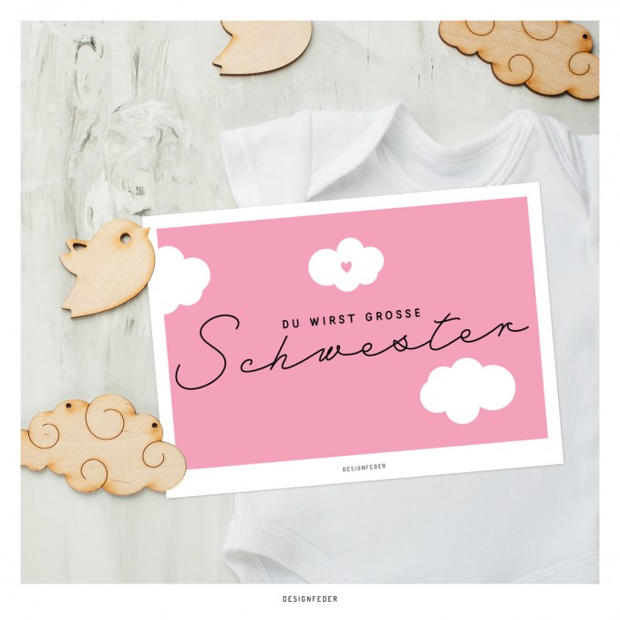 designfeder | Postkarte Du wirst große Schwester designfeder | Postkarte Du wirst große Schwester