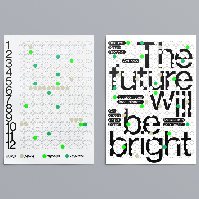 NEW PRINTS ON THE BLOCK / Jahresplaner & Plakat mit Klebepunkten »The future will be bright«
