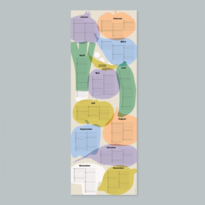 Wandkalender »Veggie« 2026 — grey / fidu—fine paper goods Wandkalender »Veggie« 2026 — grey / fidu—fine paper goods