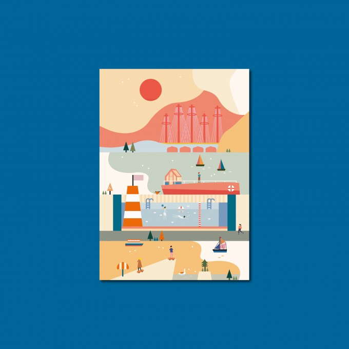 'Kopenhagen' Postkarte, illustriert von Saskia Rasink, DIN A6, klimaneutral gedruckt / Ankerwechsel Verlag
