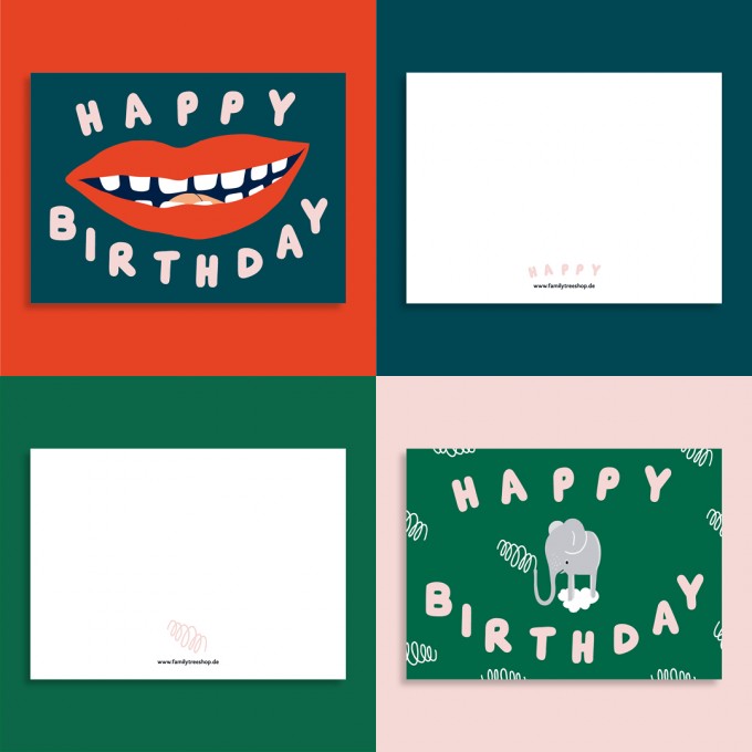 Family Tree Shop / 2er Postkarten-Set / Happy Birthday Family Tree Shop / 2er Postkarten-Set / Happy Birthday