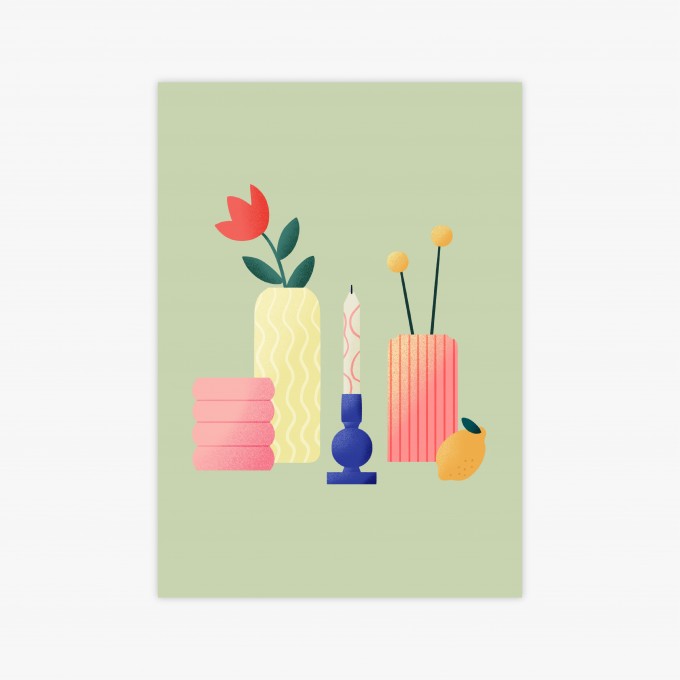 Grünes Stillleben / Print A4, A5 / Svea Hansohn Illustration