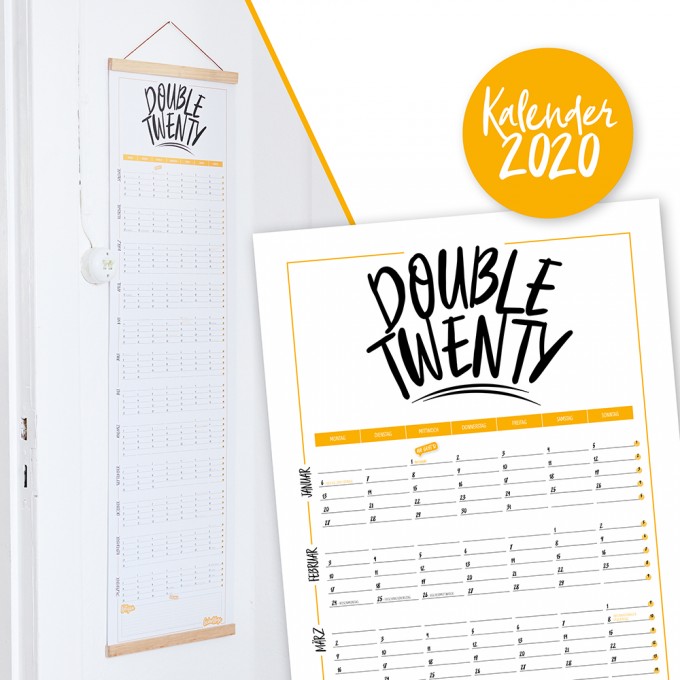 Rapü Design Wandkalender 2020 "Double Twenty" | Posterkalender zum Wenden gelb Rapü Design Wandkalender 2020 "Double Twenty" | Posterkalender zum Wenden gelb
