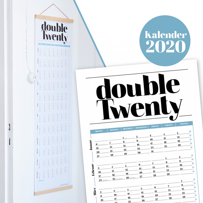 Rapü Design Jahresplaner 2020 "Double Twenty" | Kalender zum Wenden blau Rapü Design Jahresplaner 2020 "Double Twenty" | Kalender zum Wenden blau