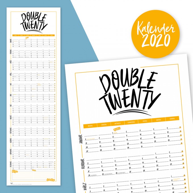 Rapü Design Wandkalender 2020 "Double Twenty" | Posterkalender zum Wenden gelb Rapü Design Wandkalender 2020 "Double Twenty" | Posterkalender zum Wenden gelb