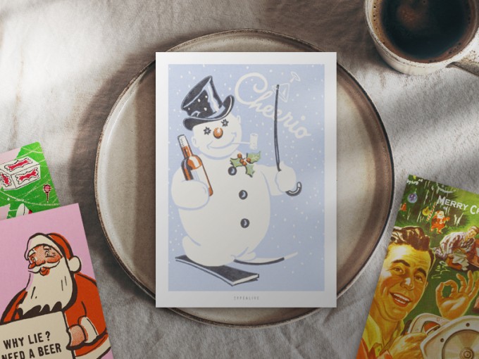 typealive / Retro-Weihnachtskarten 4er Set / Retro Christmas