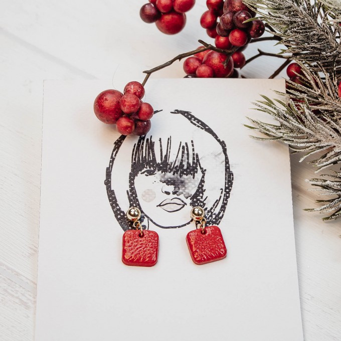 nathys_illustration - Ohrringe "Rubinrot" 1,5cm