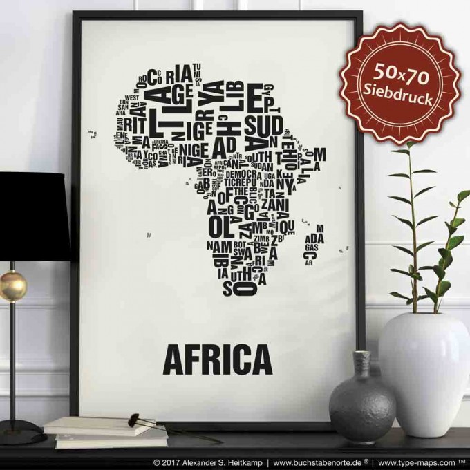 Buchstabenort Africa Stadtteile-Poster Typografie Buchstabenort Africa Stadtteile-Poster Typografie