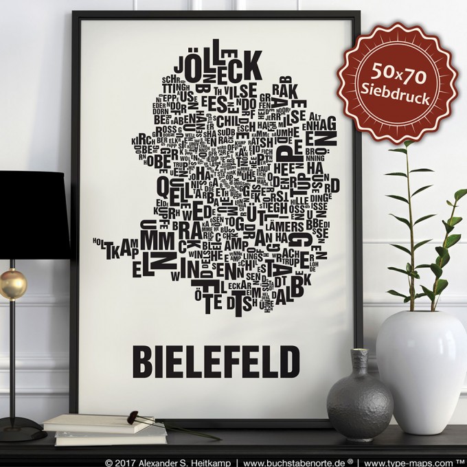 Buchstabenort Bielefeld Stadtteile-Poster Typografie Buchstabenort Bielefeld Stadtteile-Poster Typografie