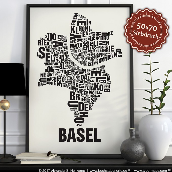 Buchstabenort Basel Stadtteile-Poster Typografie Buchstabenort Basel Stadtteile-Poster Typografie